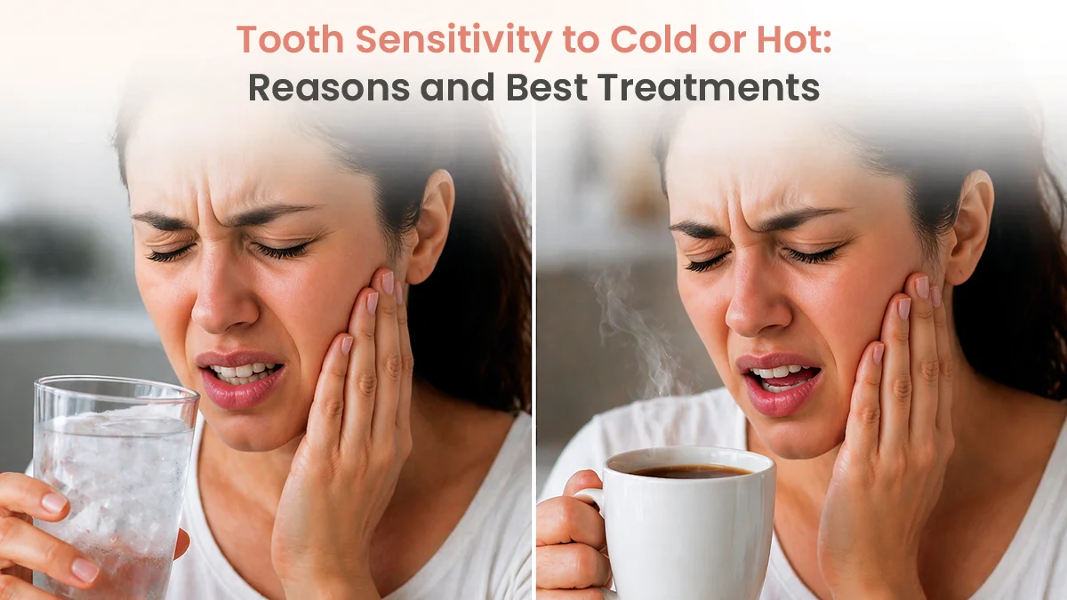 Tooth sensitivity to hot and cold showing discomfort while drinking hot coffee and cold water